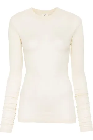 BITE Geripptes Bio-Baumwoll-T-Shirt mit Sheer-Effekt