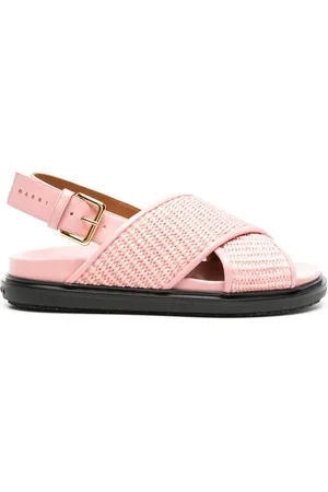 Marni Fussbet Bastsandalen mit Lederbesatz
