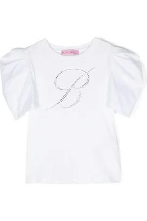 MISS BLUMARINE T-Shirt mit Logo-Verzierung und Puffärmeln