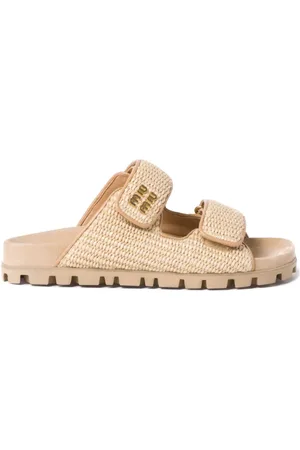 Miu Miu Sandalen aus Bast mit Klettverschluss