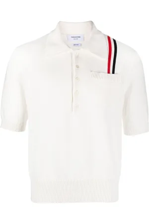 Thom Browne Gestricktes Poloshirt mit RWB-Streifen