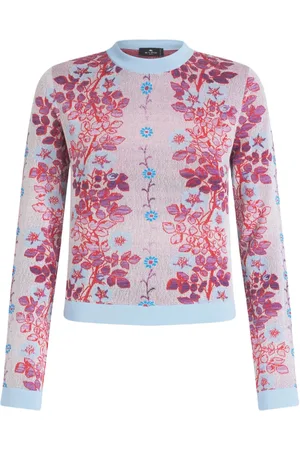 Etro Rundhals-Bluse aus Blumenjacquard