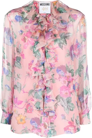 Moschino Gerüschte Bluse mit Blumen-Print