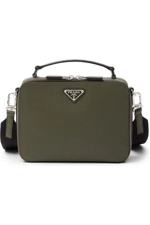Prada Mittelgroße Saffiano-Tasche mit emailliertem Triangel-Logo