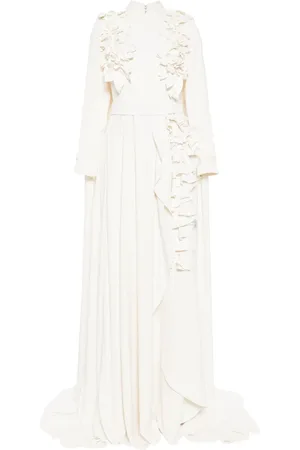 Saiid Kobeisy Langes Kapuzenkleid mit Blumenapplikation