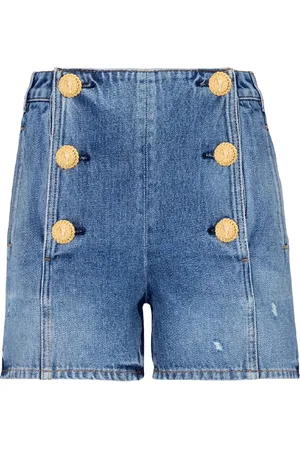 Balmain Geknöpfte Jeans-Shorts mit hohem Bund