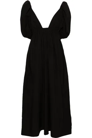 Ganni Popeline-Kleid mit V-Ausschnitt