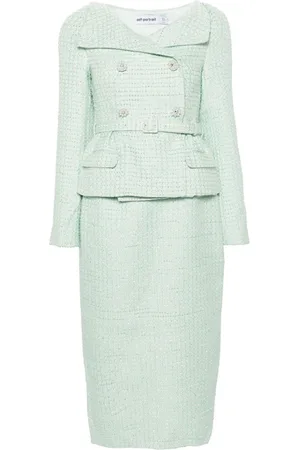 Self-Portrait Doppelreihiges Tweed-Kleid