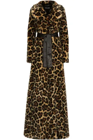 Dolce & Gabbana Mantel aus Faux Fur mit Leo-Print