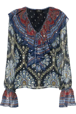 Etro Kreppbluse mit grafischem Print