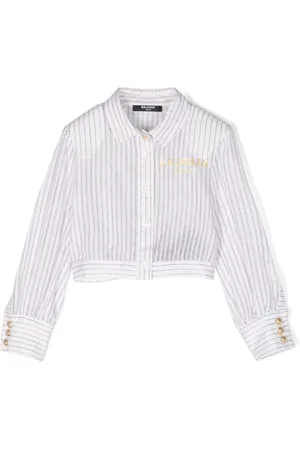 Balmain Gestreiftes Hemd mit Logo-Print
