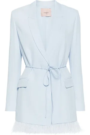 Twin-Set Satin-Blazer mit Federbesatz