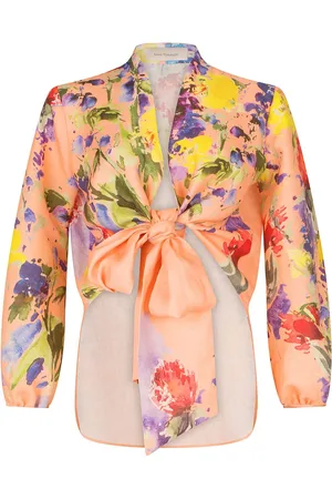 Silvia Tcherassi Leinenbluse mit Blumen-Print