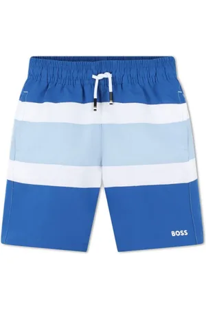 HUGO BOSS Gestreifte Badeshorts mit Logo-Print