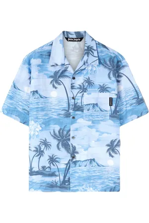 Palm Angels Leinengemisch-Hemd mit Sunset-Print