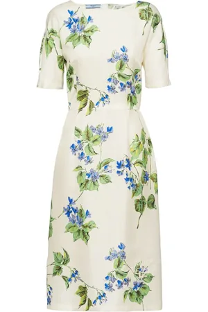 Prada Twill-Kleid mit Blumen-Print