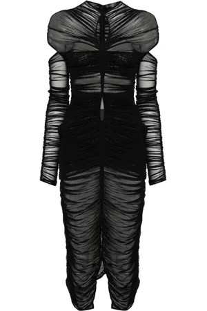 MUGLER Semi-transparentes Mesh-Kleid mit Drapierung