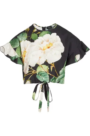 Giambattista Valli Giant Bloom Cropped-Bluse