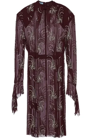 Prada Besticktes Georgette-Minikleid