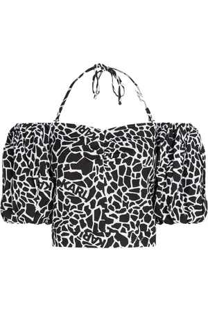 Karl Lagerfeld Schulterfreie Bluse mit Giraffen-Print