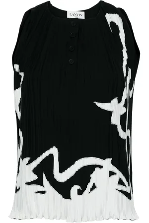 Lanvin Plisseebluse mit abstraktem Print