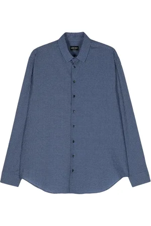Giorgio Armani Hemd in Knitteroptik mit grafischem Print