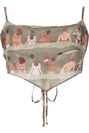 AMIR SLAMA Cropped-Top mit grafischem Print