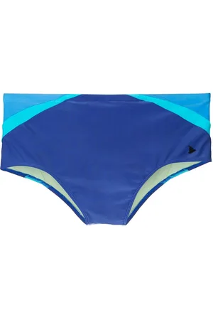 AMIR SLAMA Gestreifte Badeshorts mit Logo-Applikation