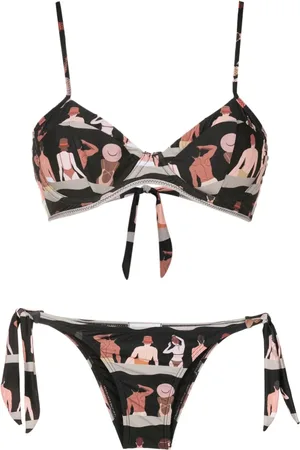 AMIR SLAMA Bikinihöschen mit grafischem Print
