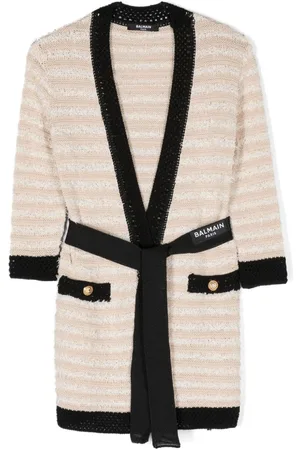 Balmain Gestreifter Cardigan mit Gürtel