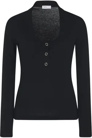 ROSETTA GETTY Geripptes Henley-Oberteil