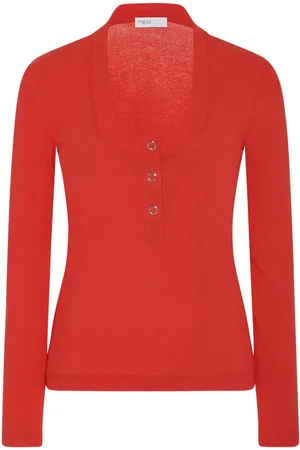 ROSETTA GETTY Geripptes Henley-Oberteil
