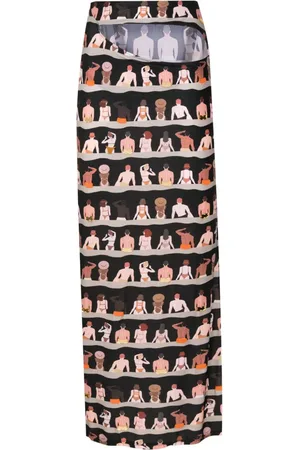 AMIR SLAMA Cut-Out-Maxirock mit grafischem Print