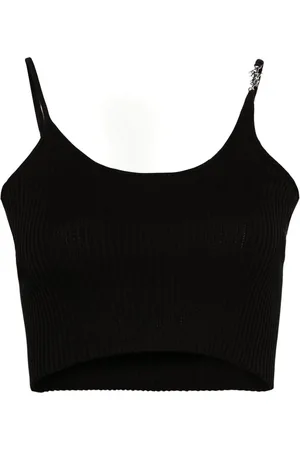 AMIRI Geripptes Stricktop mit Logo-Schild