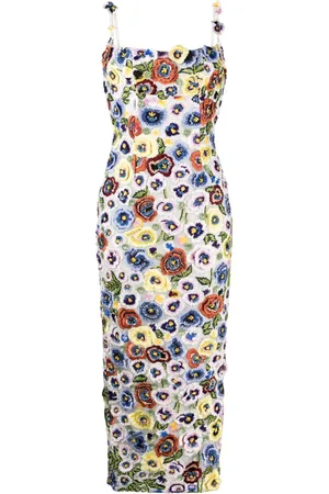 RACHEL GILBERT Camden Midikleid mit Blumenstickerei