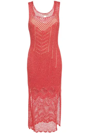 Twin-Set Metallic-Maxikleid in Lochstrick