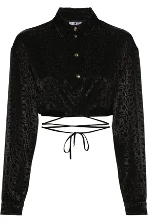 Roberto Cavalli Cropped-Bluse aus Monogramm-Jacquard