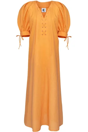 Sleeper Garden Leinenkleid mit Puffärmeln