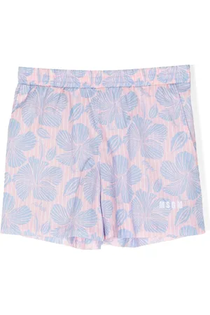 Msgm Gummibund-Shorts mit Hawaiiblumen-Print