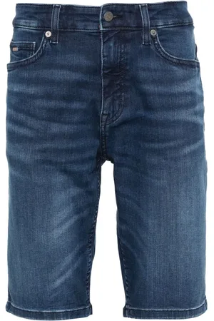 HUGO BOSS Jeans-Shorts mit Logo-Schild