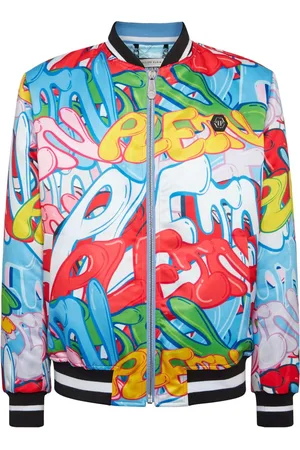 Philipp Plein Satin-Bomberjacke mit Graffiti-Print