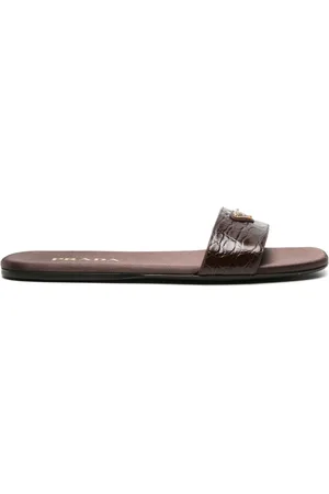 Prada Pantoletten mit Kroko-Effekt