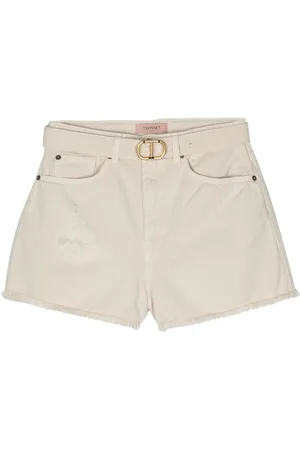 Twin-Set Ausgefranste Jeans-Shorts