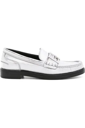 Fendi Baguette Loafer aus Metallic-Leder