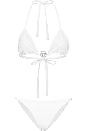 Philipp Plein Triangel-Bikini mit Logo-Schild