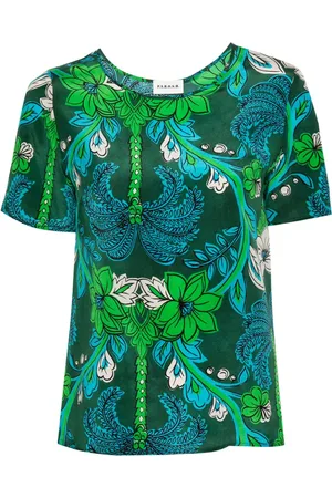 P.A.R.O.S.H. T-Shirt aus Seide mit Blumen-Print