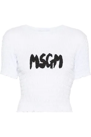 Msgm Gesmoktes T-Shirt mit Logo