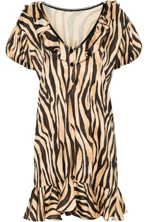 Parlor Gerüschtes Kleid mit Zebra-Print