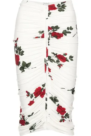 MAGDA BUTRYM Geraffter Midirock mit Rosen-Print