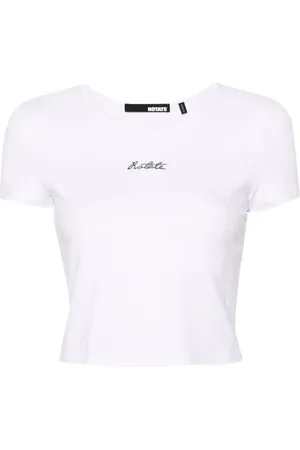 ROTATE Cropped-T-Shirt mit Logo-Stickerei
